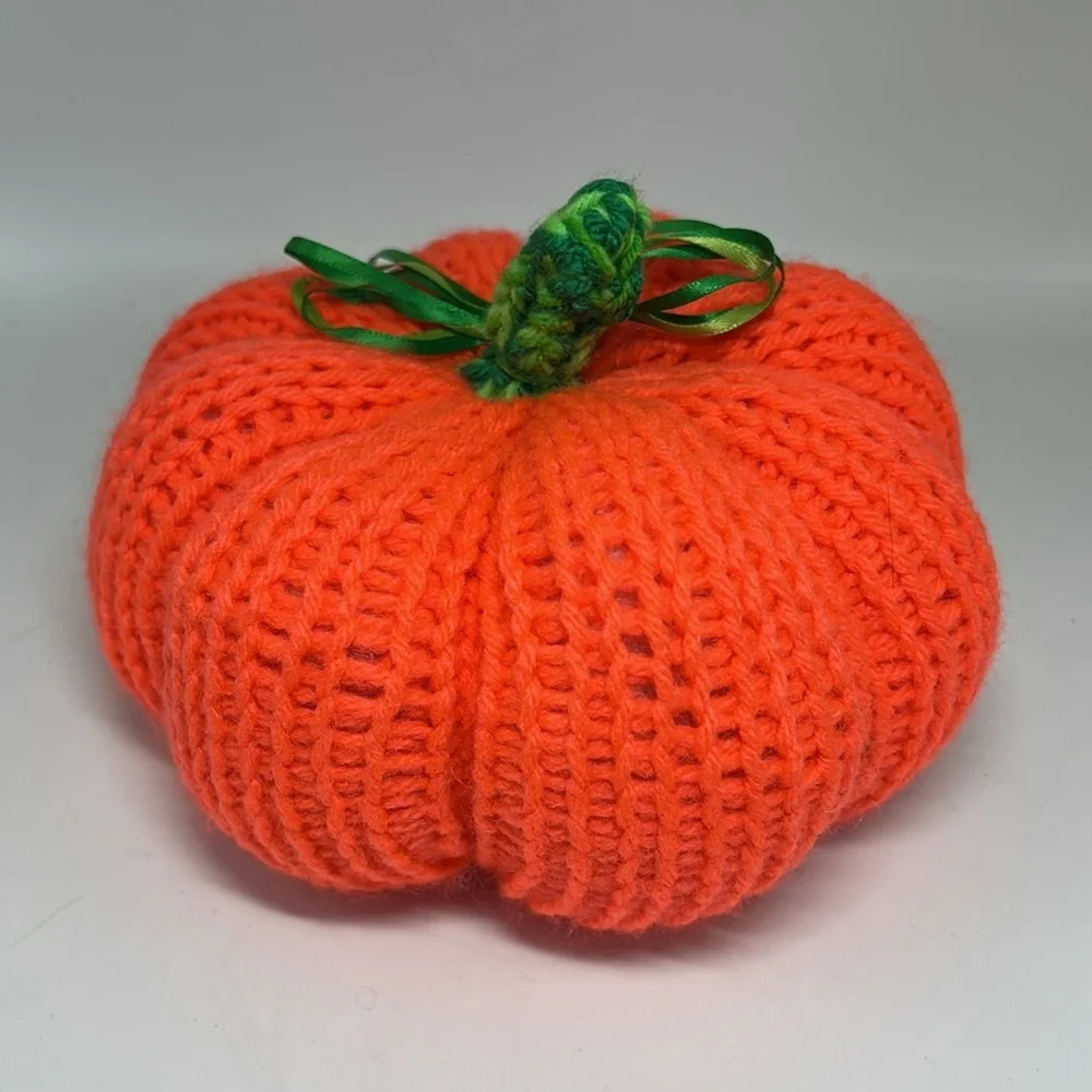 Handmade Orange Knit Pumpkin Decor